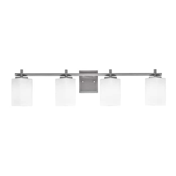 Unbranded Bridgewater 4 Light Bath Bar, Graphite Finish, 3.5 in. Square White Marble Glass