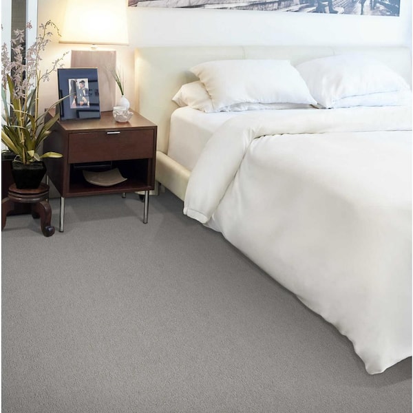 Feather Stone Gray 12 ft. 54 oz. Wool Texture Carpet - Installation Required