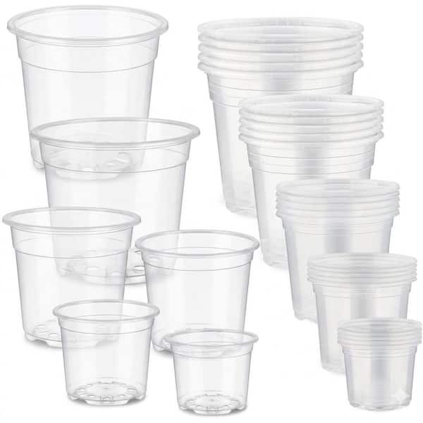 Variety Pack Clear Nursery Pots 3/4/5/6/7 in. Transparent Plastic Pots with Drainage for Indoor Outdoor Plants 30 Pack