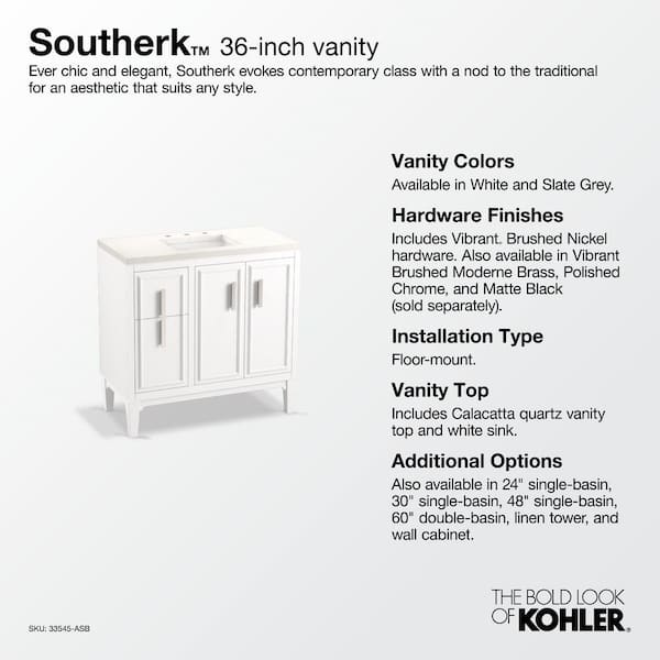 KOHLER Southerk 36.43in. Single Sink Freestanding White Bath KOHLER Southerk 36.43in. Single Sink Freestanding White Bath