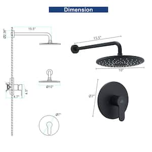 Single Handle 1-Spray Pattern Shower Faucet 1.8 GPM with High Pressure 10 in. Round Shower Head in Matte Black