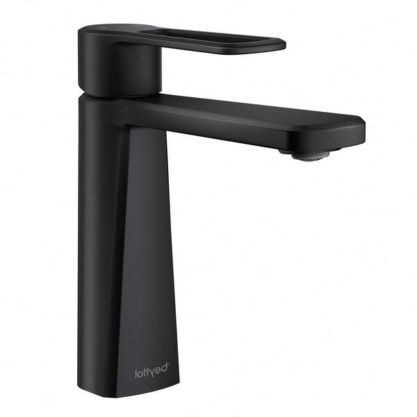 Miscool Merek Single Handle Single Hole Bathroom Faucet in Matte Black ...