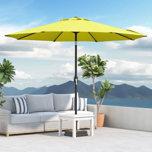 9 ft. Steel Market Crank and Tilt Patio Umbrella in Yellow