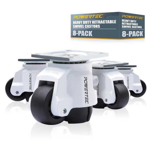 2 in. Leveling Casters Heavy Duty with Adjustable Ratcheting Handles, Retractable and Swivel Castors (8-Pieces)