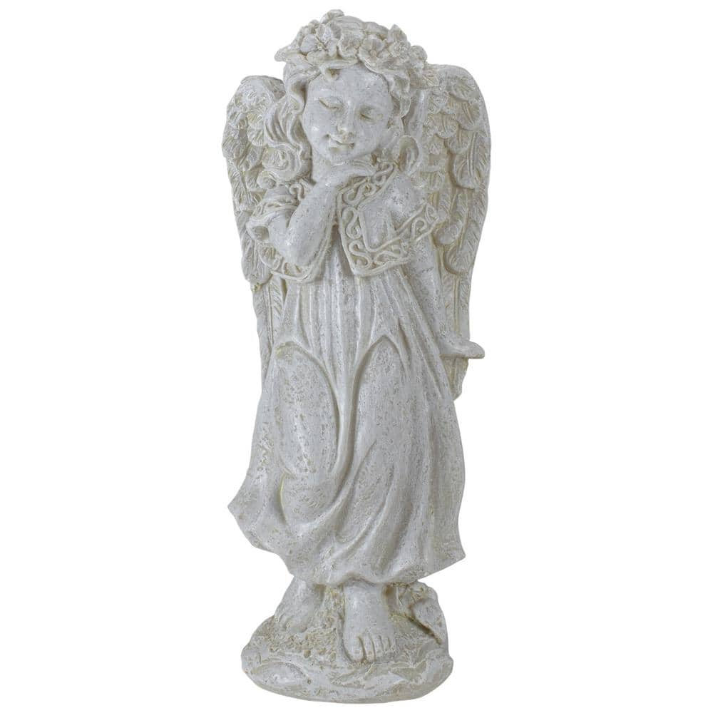 Northlight 9 75 In Ivory Standing Angel With Floral Crown Outdoor   Northlight Garden Statues 32038415 64 1000 