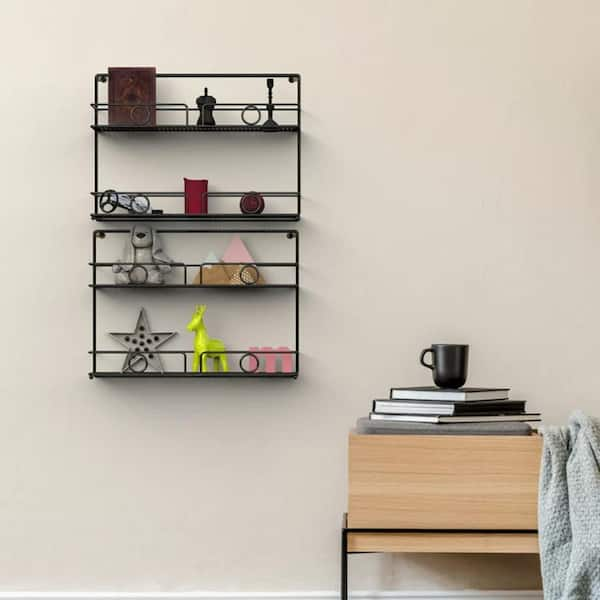 dubbin 2 of Shelves 3-Tier Silver Wall Mount Spice Rack Organizer  FXHARDWARD-H026 - The Home Depot