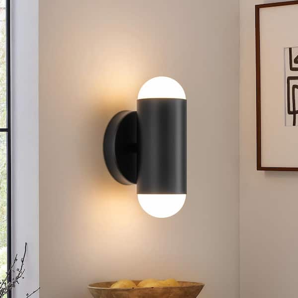 Eason 2-Light Modern Black Linear Cylinder Warm Light Tube UpandDown Integrated LED 3000K Wall Sconce