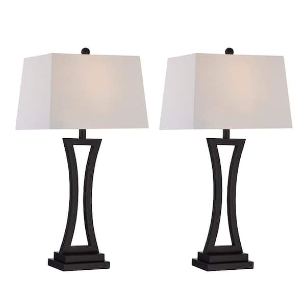Maxax Cincinati 24 '' Black Table Lamp Set With White Shade (2-Pack）