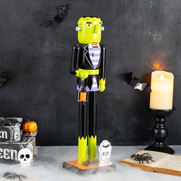 Glitzhome 18 in. H Halloween Wood Frankenstein with Ornament