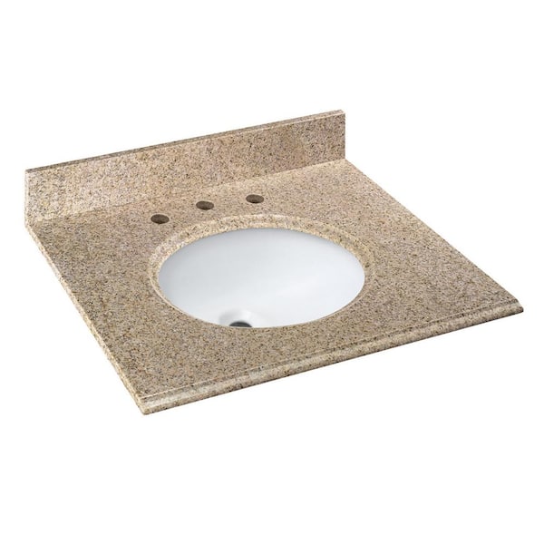 Cahaba 25 in. W x 22 in. D Granite Vanity Top in Beige with White Basin