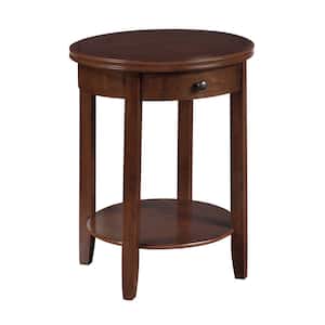 American Heritage Baldwin 18.25 in. W Espresso MDF Round 1 Drawer End Table with Shelf