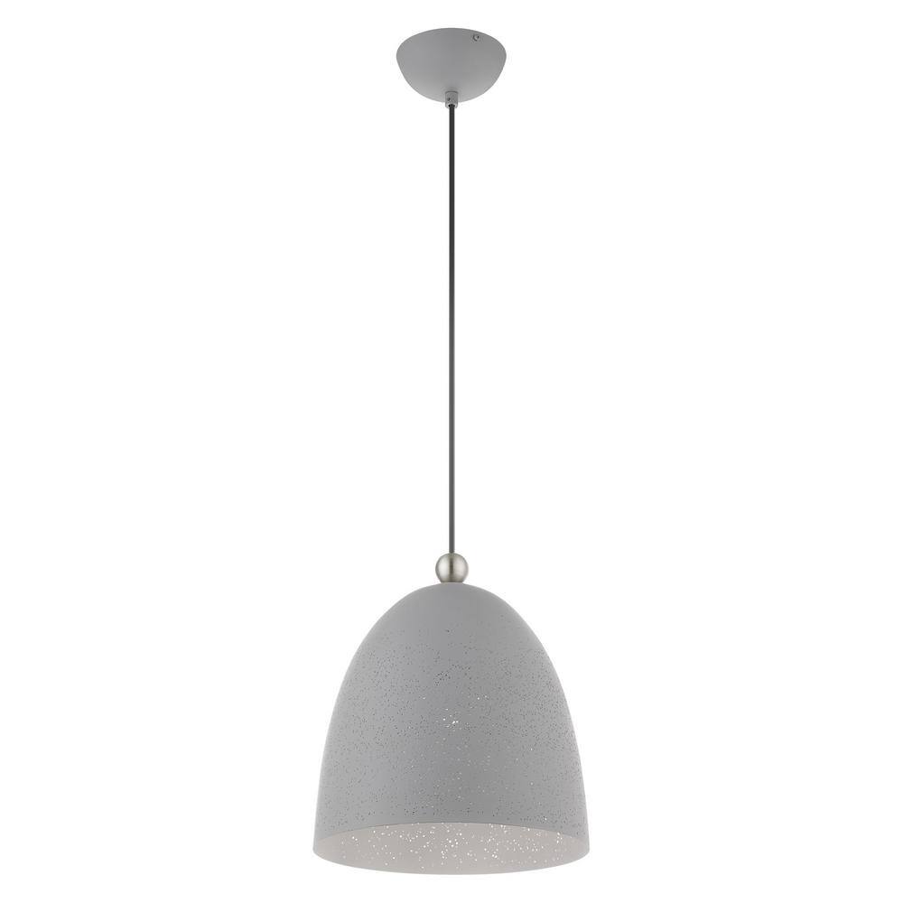 Nordic Gray Crystal Pendant with Brushed Nickel Accents