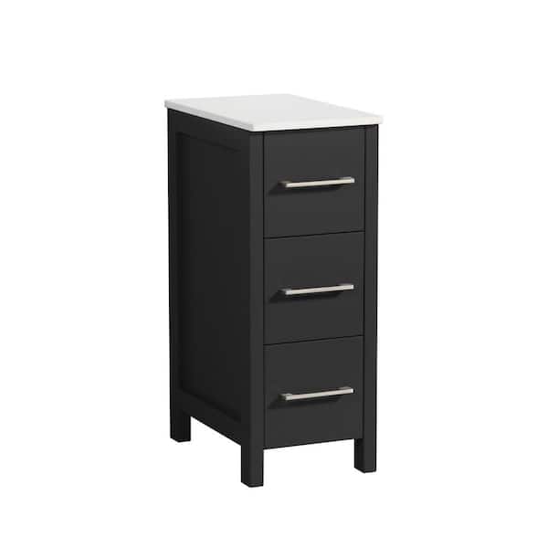 12 in. W x 18.5 in. D x 30 in. H Bath Vanity Side Cabinet in Espresso with Engineered Marble Top