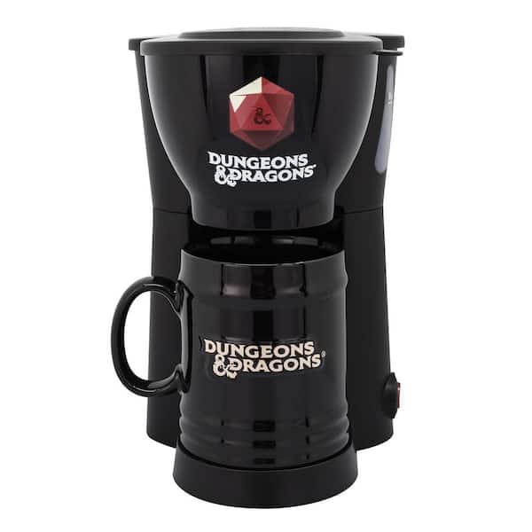 Uncanny Brands Black Dungeons & Dragons Single Cup Coffee Maker with Molded Mug