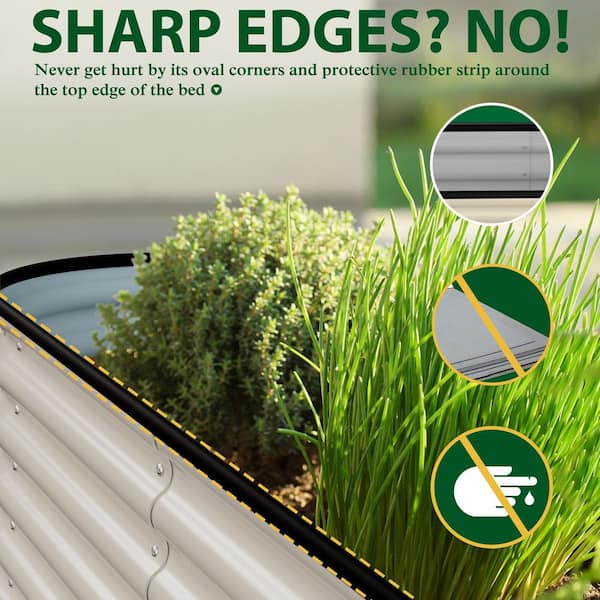 6 ft. x 3 ft. x 2 ft. Galvanized Steel Raised Garden Bed Planter Box Outdoor, Ivory White