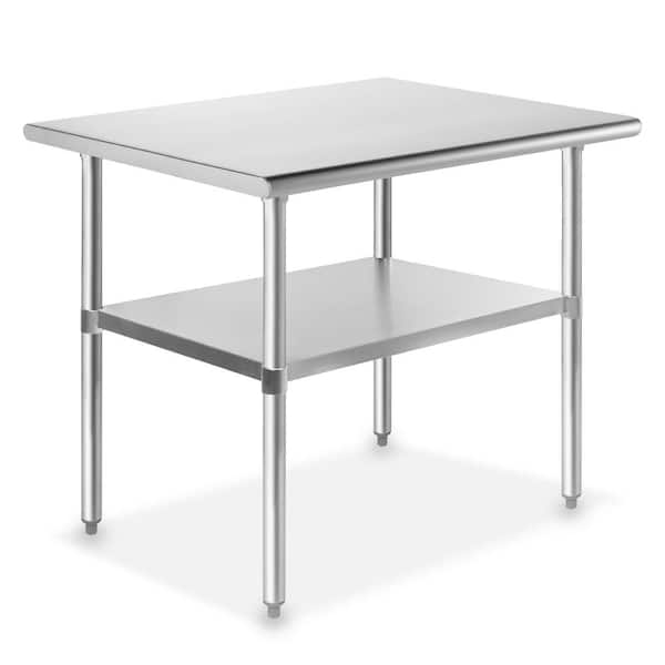 GRIDMANN 36 x 24 in. Stainless Steel Kitchen Utility Table with Bottom Shelf