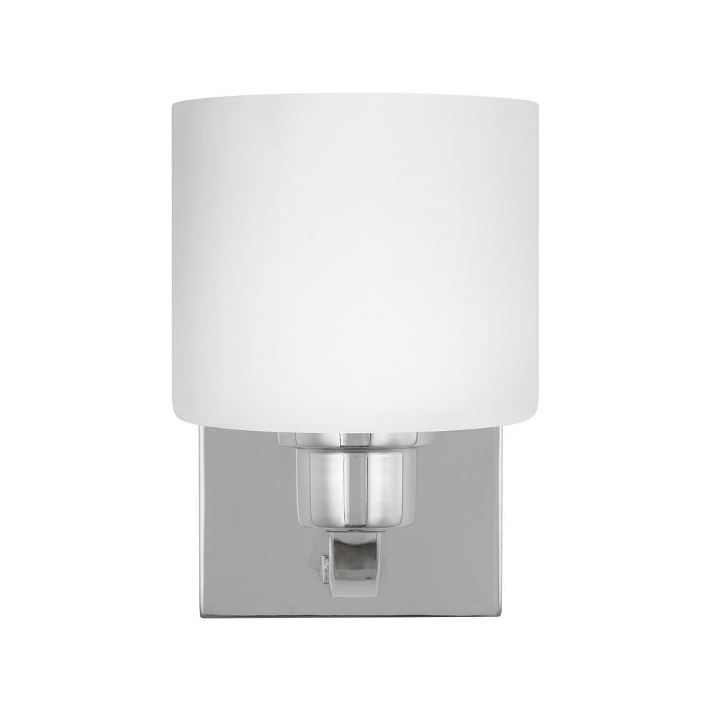 Canfield Chrome LED Wall Sconce with Etched Glass Shade
