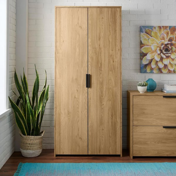 StyleWell Braxten Light Oak Brown Storage Cabinet with Double Panel Doors (71" H x 31.5" W)