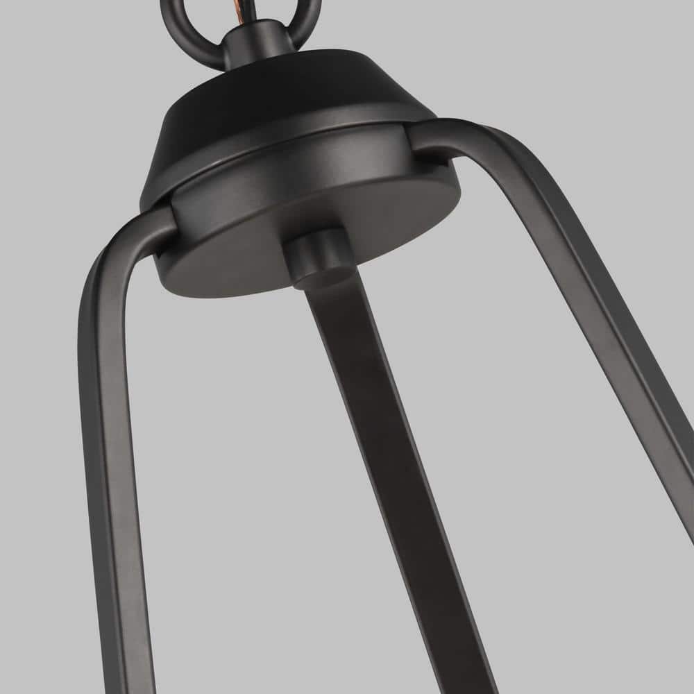 Midnight Black 3-Light Chandelier with Etched Glass Shades