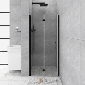 30 in. to 31.3 in. W x 72 in. H Bi-fold Semi Frameless Shower Door in Matte Black Finish with Clear Tempered Glass