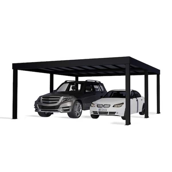 CANOPIA Oslo 20 ft. x 20 ft. Black/Gray Opaque Double Carport