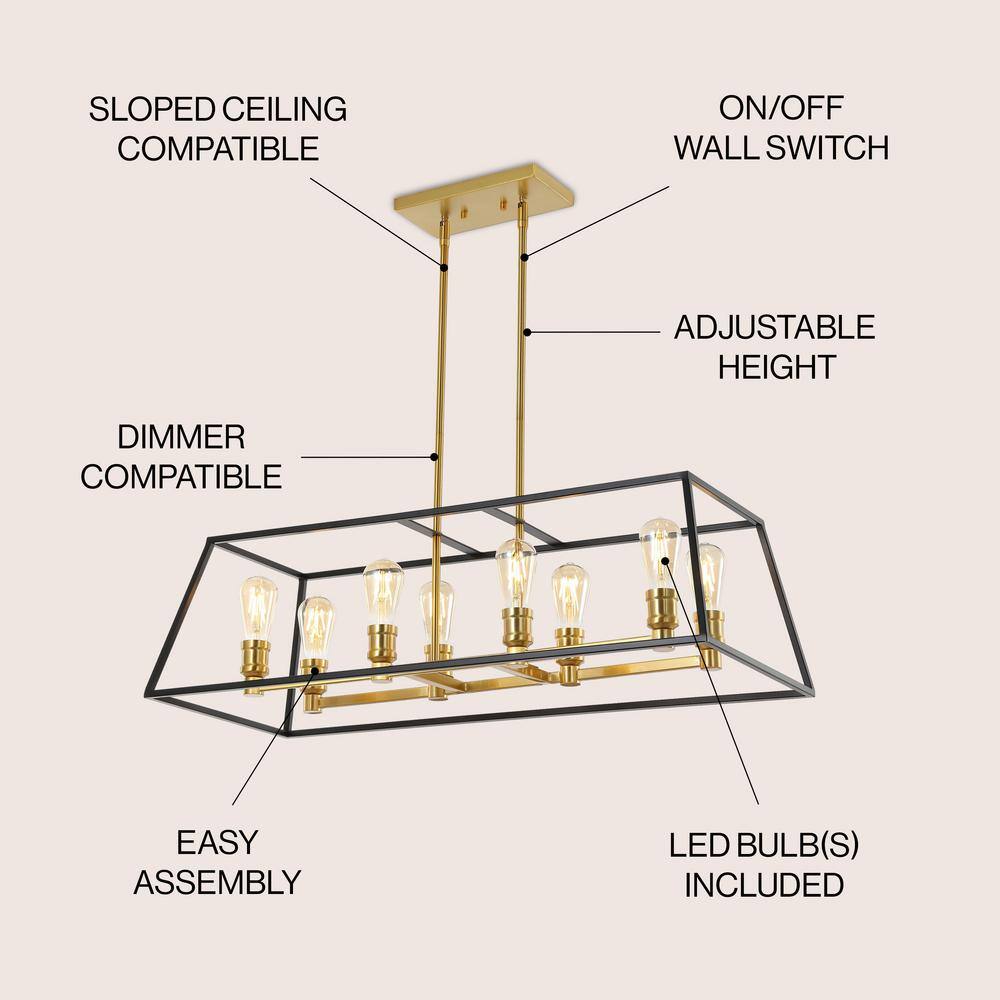 Liane 35" Black and Gold LED Farmhouse Island Pendant