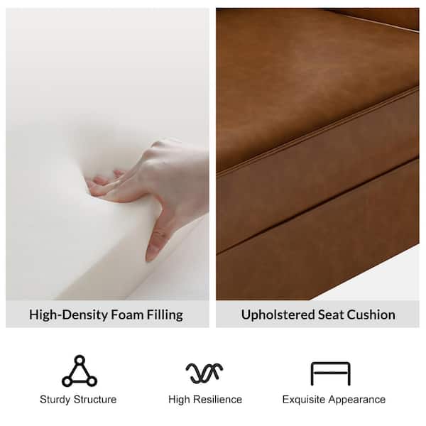 JAYDEN CREATION Benito 30 in. Mid-Century Modern Camel Leather Arm