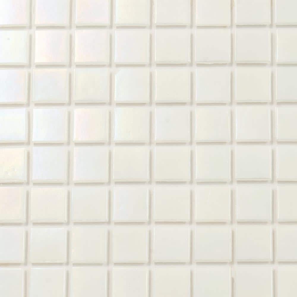 Cotton White Glossy Glass Mosaic Wall and Floor Tile