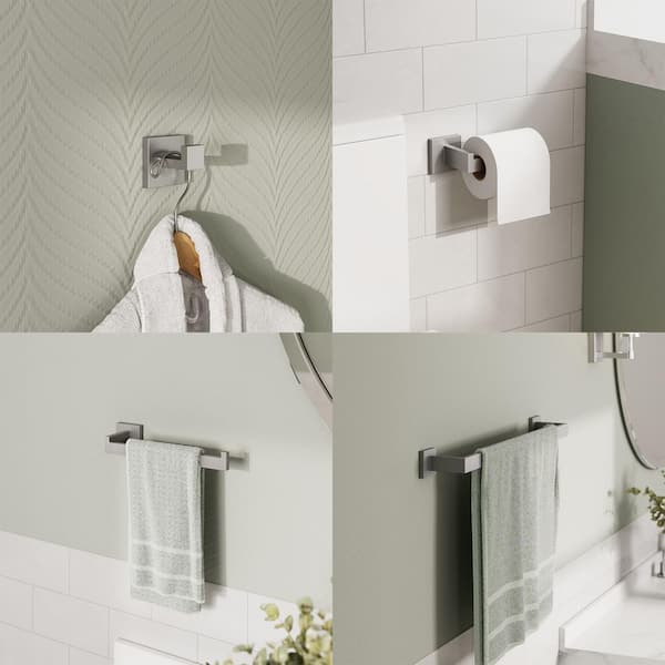Varenzo 4-Piece Stainless Steel Wall-Mounted Towel Rack Set in Brushed Nickel