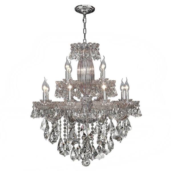 Worldwide Lighting Olde World Collection 12-Light Chrome Chandelier with Clear Crystal