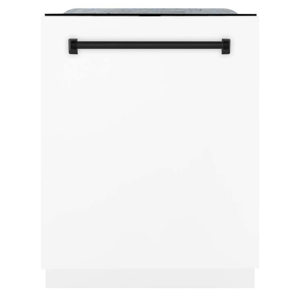 ZLINE Kitchen and Bath Autograph Edition 24 in. Top Control 6-Cycle Tall Tub Dishwasher with 3rd Rack in White Matte and Matte Black