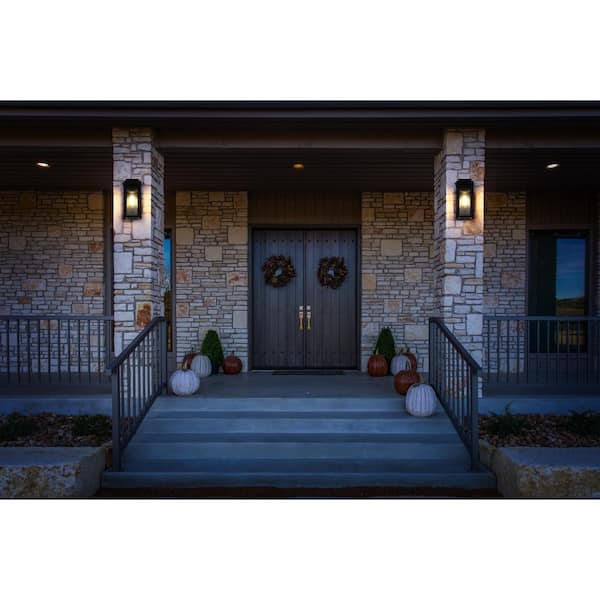 11 in. Black Outdoor Hardwired Wall Sconce with No Bulbs Included