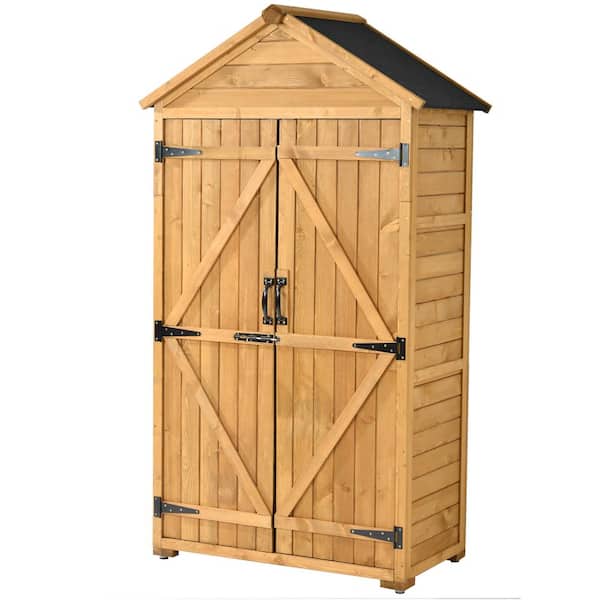 Unbranded Yna 22.40 in. W x 35.40 in. D x 69.30 in. H Natural Wood Tool Organizer Storage Cabinet