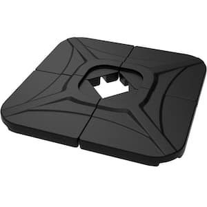 4-Pieces 230 lbs. HDPE Patio Umbrella Base Cantilever Umbrella Base for with Water, Sand Filled in Black