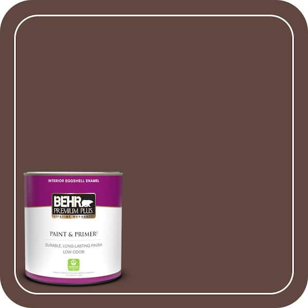 BEHR PREMIUM PLUS 1 qt. #180F-7 Warm Brownie Eggshell Enamel Low Odor Interior Paint & Primer