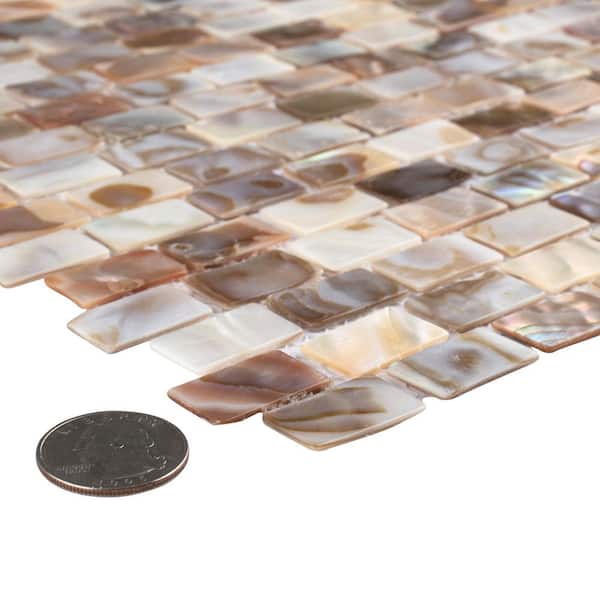 Merola Tile Conchella Subway Natural 12-1/4 in. x 12-1/2 in. x 2 mm Natural Seashell Mosaic Tile
