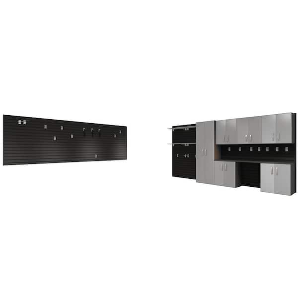 Flow Wall 7-Piece Composite Wall Mounted Garage Storage System in Platinum Carbon Fiber (144 in. W x 72 in. H x 16 in. D)