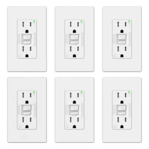 15 AMP 125-V Duplex Tamper Resistant Self-Test GFCI Outlet, with Screwless Wall Plate, UL&CUL Certified, White (6-Pack)