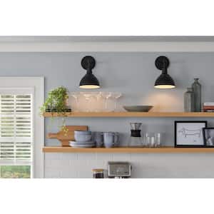 Franklin 1LT wired Sconce matte black finished and white accent finish inside the metal shade
