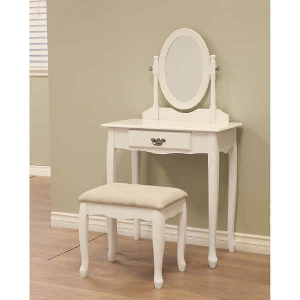 Homecraft Furniture Queen Annie 3-Piece White Vanity Set