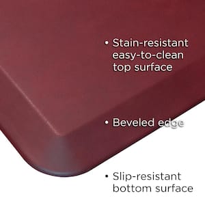 NewLife Designer Leather Grain Cranberry 20 in. x 48 in. Anti-Fatigue Comfort Kitchen Mat