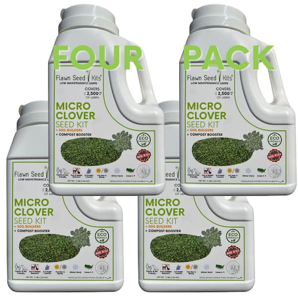 Flawn Seed Kits Micro Clover Alternative Grass Seed, Org Coated, Eco-Friendly, Low Growing, Low Mnt, Covers Up to 10,000 Sq. ft.