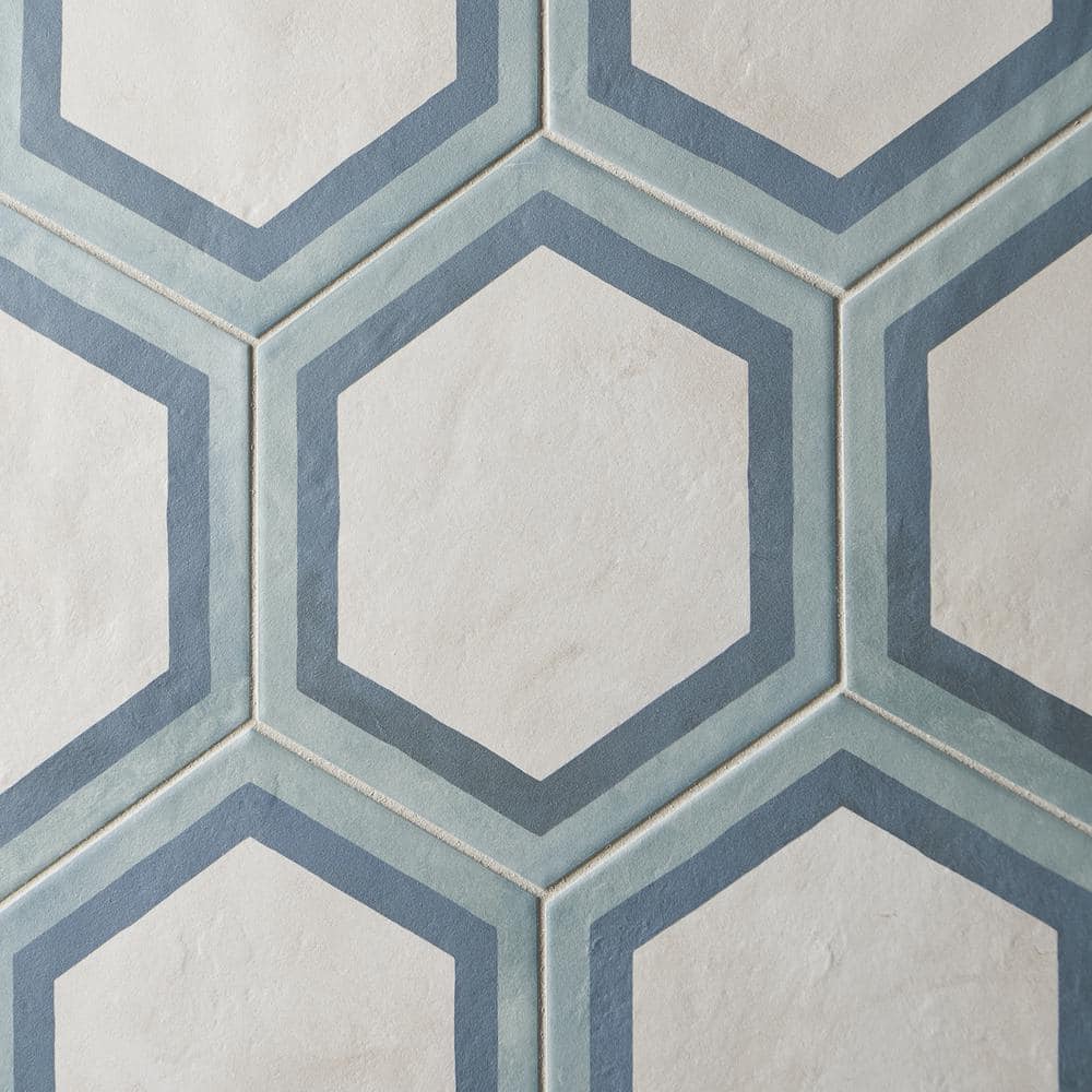 Dash Deco Ocean Cielo Matte Hexagon Porcelain Floor and Wall Tile