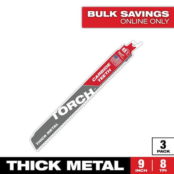 9 in. 8 TPI TORCH Carbide Teeth Thick Metal Cutting SAWZALL Reciprocating Saw Blade (3-Pack)