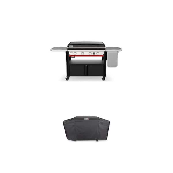 Slate Griddle 4-Burner Liquid Propane Gas 36 in. Flat Top Grill in Black with Grill Cover Combo