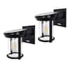 GAMA SONIC Black Dusk to Dawn Coach Outdoor Solar Lantern Wall Sconce with Warm White Edison Bulb for Porch/Garage (2-Pack) 1BP2E40010