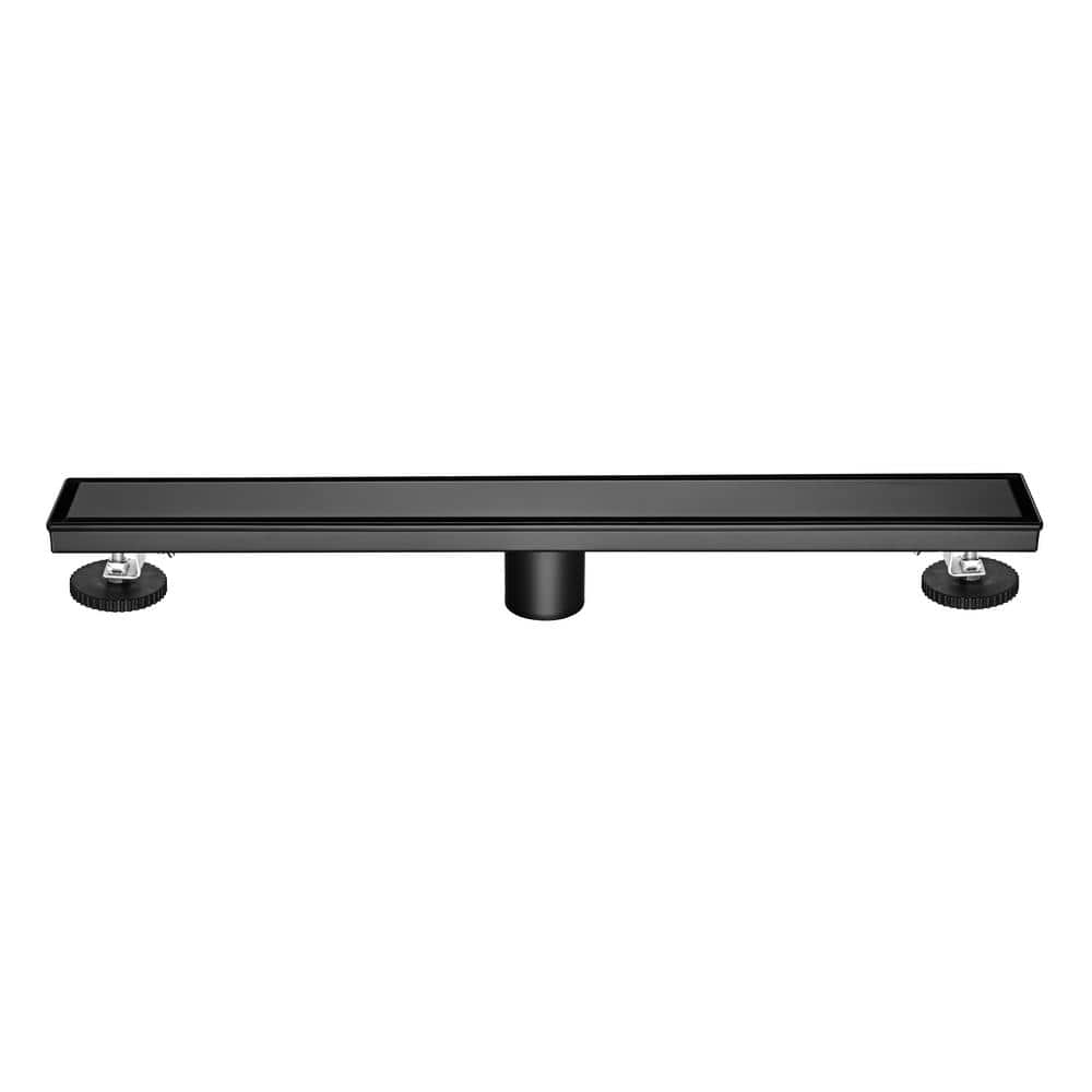 24 in. Linear Shower Drain 304 Stainless Shower Drain Included Hair Strainer and Leveling Feet in Matte Black price history on PriceWatchPro