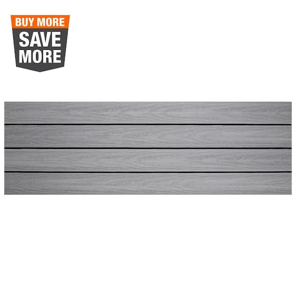 NewTechWood Ultrashield Naturale 1 ft. x 3 ft. Quick Deck Composite Outdoor Deck Tile in Icelandic Smoke White (15 Sq. ft. per Box)