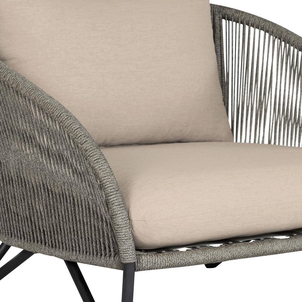 Benicia Gray Rope and Taupe Cushions Outdoor Accent Chair