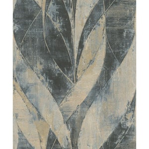 Blake Blue Denim Leaf Paper Textured Non-Pasted Wallpaper Roll